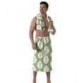 thumbnail image 2 of Colevkie 2 Pieces Men's Soft Adjustable Shower Skirt & Bath Towel Set Home Use Bathroom Bath Wrap Set Quick Drying Absorbent Beach Towel Printed Green Graffiti Pattern, 2 of 7