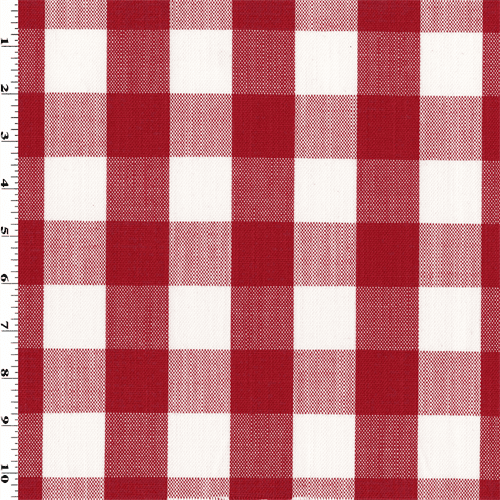 Red/White Gingham Basketweave Home Decorating Fabric, Fabric By the