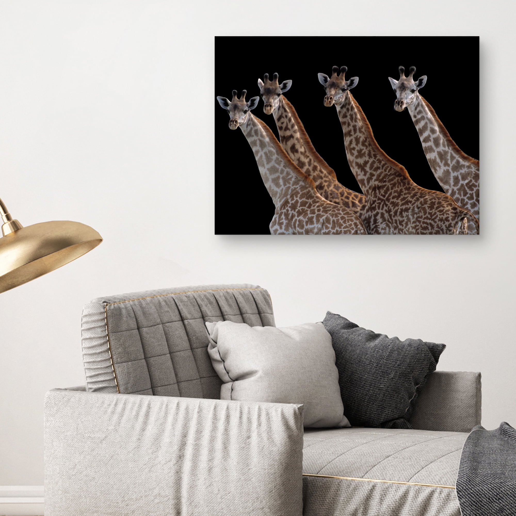Giraffes in a Row Noir by Staffan Widstrand Giraffe Photo Canvas Art