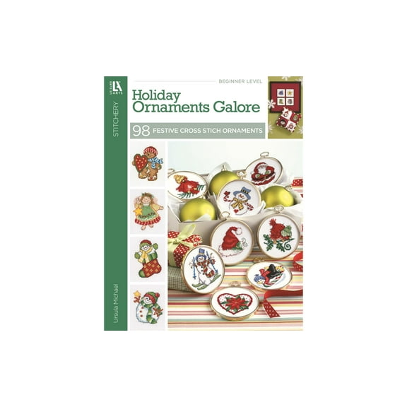 Leisure Arts Cross Stitch Holiday Ornaments Galor Cross Stitch Book- Pattern Kits From Snowmen To Elves To Woodland Creatures, 98 Christmas Ornaments Design.