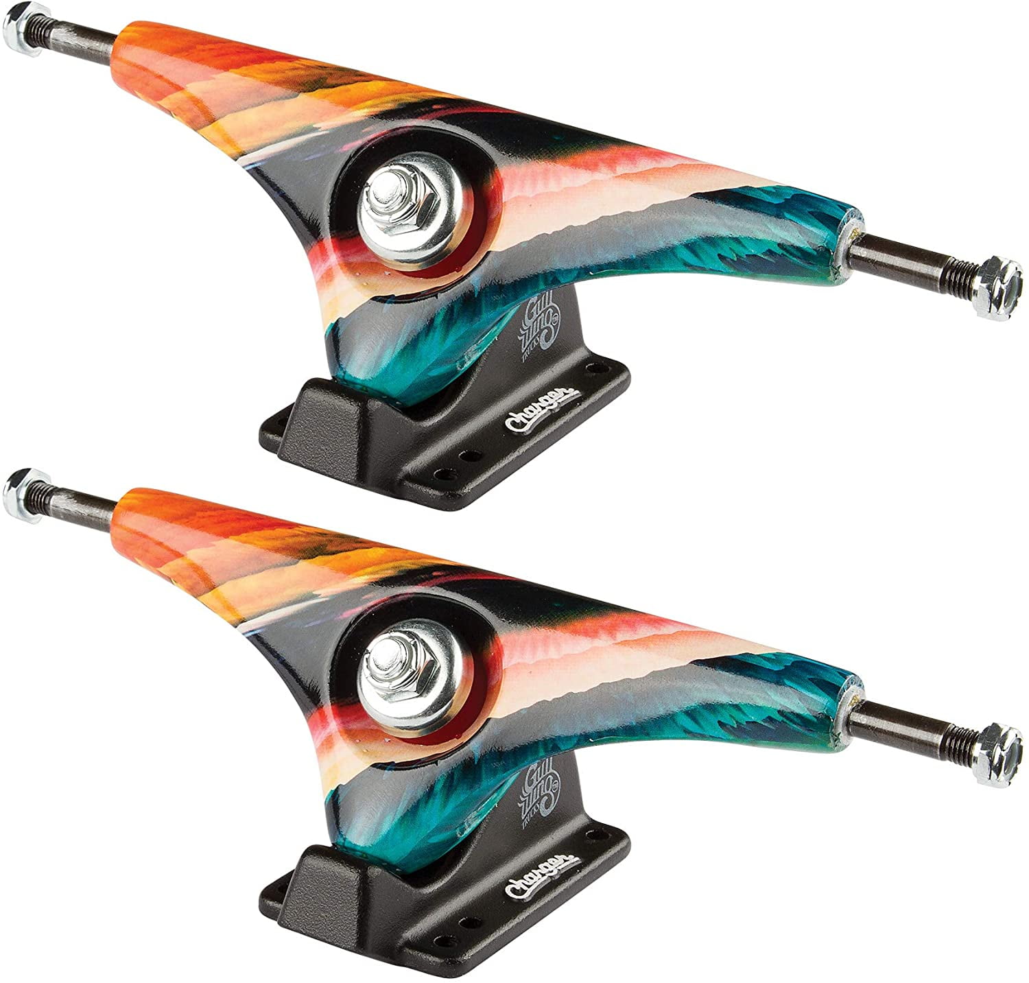 pair Gullwing Longboard Trucks Charger Reverse Kingpin Lime 10" Axle for sale online 