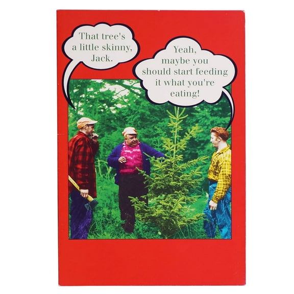 JAM Paper Christmas Card Sets, Funny Skinny Tree, 10/Pack