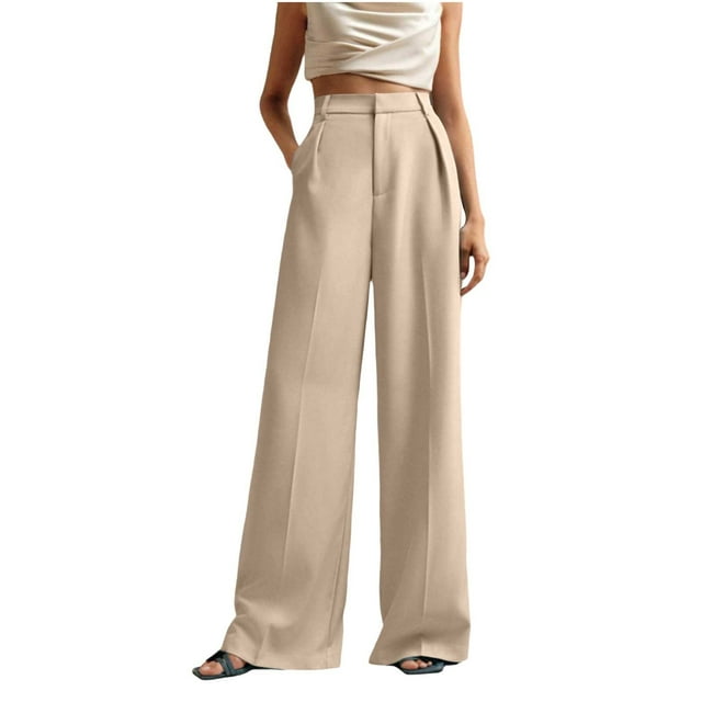 Womens Pants Casual, Solid Zipper Trousers with Pockets