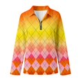 thumbnail image 6 of SONXAHE Argyle Quarter-Zip Long-Sleeve Polo Shirt for Women Athletic Golf Everyday Blouse, 6 of 7