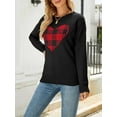 thumbnail image 5 of KelaJuan Women's Plaid Heart Print Sweaters Long Sleeve Round Neck Classic Fit Pullover Fall Winter Tops, 5 of 6