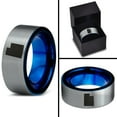 thumbnail image 4 of Tungsten Utah The Beehive State Band Ring 8mm Men Women Comfort Fit Blue Flat Cut Brushed Gray Polished, 4 of 4