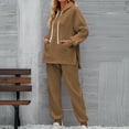 thumbnail image 4 of Women's Two Piece Matching Workout Sets Pullover Split Hem Hoodies with Jogger Pants, 4 of 6
