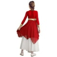 thumbnail image 2 of DPOIS Girls Full Length Praise Dance Dress Liturgical Robe Lyrical Dancewear Red 14, 2 of 7