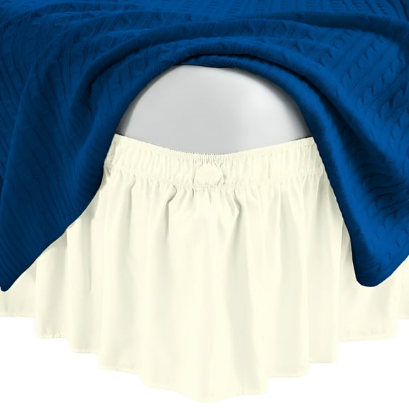 AUQ Wrap Around Bed Skirt 9" Inch Drop Easy Care Microfiber Made Bedskirts (Queen-Ivory)