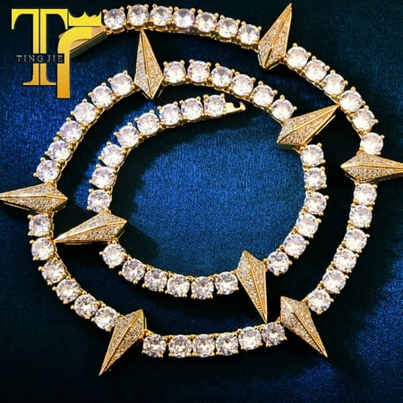 18K Gold filled necklace Ice Out Hip Hop Rope Chain for men