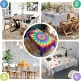 thumbnail image 4 of Rainbow Tie Dye Radial Pattern Rectangle Tablecloth 60"x84",Waterproof Polyester Rectangle Table Cloth, Wipeable Spillproof Polyester Tablecloth for Dining, Camping, Indoor and Outdoor, 4 of 5
