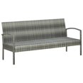 thumbnail image 5 of vidaXL 3-Seater Garden Sofa with Cushions Grey Poly Rattan, 5 of 5