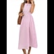 thumbnail image 3 of Vestido de Mujer de Cintura Alta, Sin Mangas, A Rayas, Color Liso, Estilo Verano 2025. Rosa XL, 3 of 9