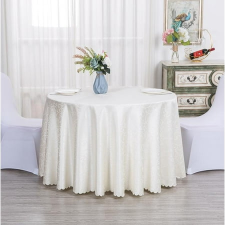 

Round Table Cloth - Solid Color Cotton Polyester Table Cover For Kitchen Dinning Wrinkle Free Table Cloths Shiny Table Cover For Banquet Decoration Off-White 180cm