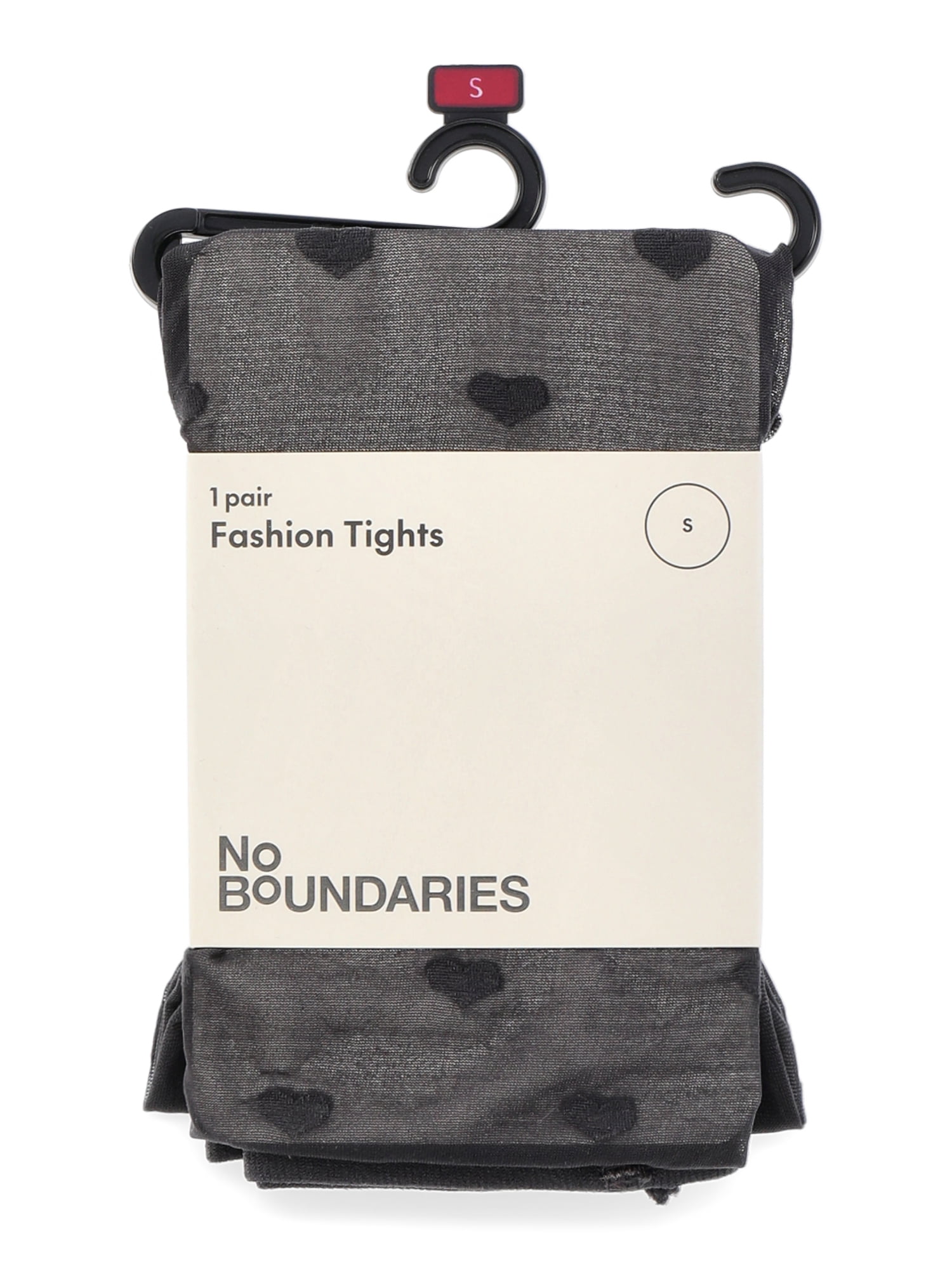 No Boundaries Hearts Pattern Tights for Women, Sizes S-3XL