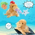 thumbnail image 3 of MorisMos 18" Tie-staining Brown Walrus Stuffed Animal Mommy Walrus and Baby Starfish/Lobster/Crab/Squid Plush Toys, 3 of 8