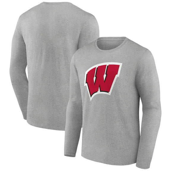 Men's Gray Wisconsin Badgers Logo Long Sleeve T-Shirt