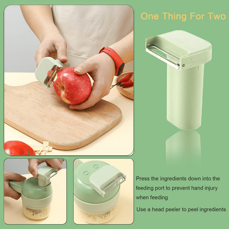 4 in 1 Handheld Electric Vegetable Cutter Set, Vegetable Chopper with  Cleaning Brush, Garlic Slicer, Mini Food Processor, for Garlic, Meat,  Onion