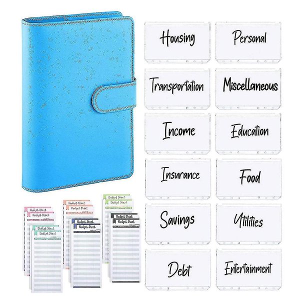 sistema de la carpeta del presupuesto del cuero de la PU 25pcs A6, carpeta personal del planificador de la cubierta de la carpeta para el sistema de los sobres del efectivo