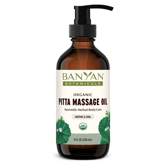 Banyan Botanicals Pitta Massage Oil – Organic Massage Oil Infused with Ayurvedic Herbs – With Gotu Kola and Guduchi (Tinospora cordifolia) – 8 oz. – Non-GMO Sustainably Sourced Abhyanga Massage Oil