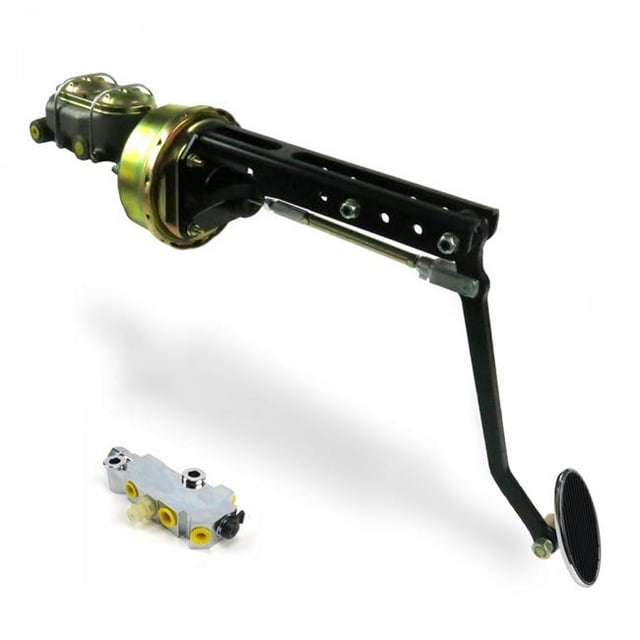 Universal Adjustable Firewall 8 in. Single Brake Pedal Kit Disc & Drum Large Oval Chrome Pad