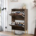 thumbnail image 2 of 23.6 Inch Freestanding Shoe Cabinet, Modern Shoe Organizer with Metal Legs, Suitable for Entry, Hallway, Entryway, 2 of 7