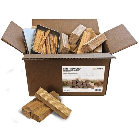 Mini Firewood & Fatwood – 100% Natural Hardwood – 4in Lengths for Table Top Fire Pit, Pizza Oven, Smoker & More – 5LB