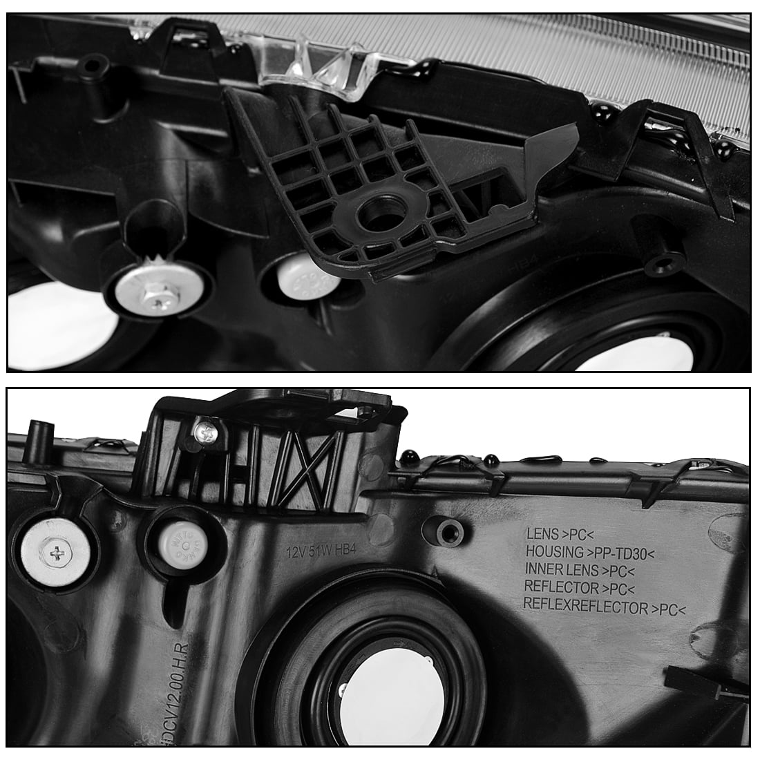 RVNI Black Headlights For 2012-2015 Honda Civic Sedan 4-Door 4Dr 2012 2013 2014 2015