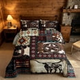 thumbnail image 2 of meiyoeat Western Cowboy Aztec Queen Comforter Set, Vintage Bull Horseshoe Pattern Bedding Comforter Set, Multicolor Brown, Black Reversible 3pcs, 1 Comforter and 2 Pillowcases, 2 of 6