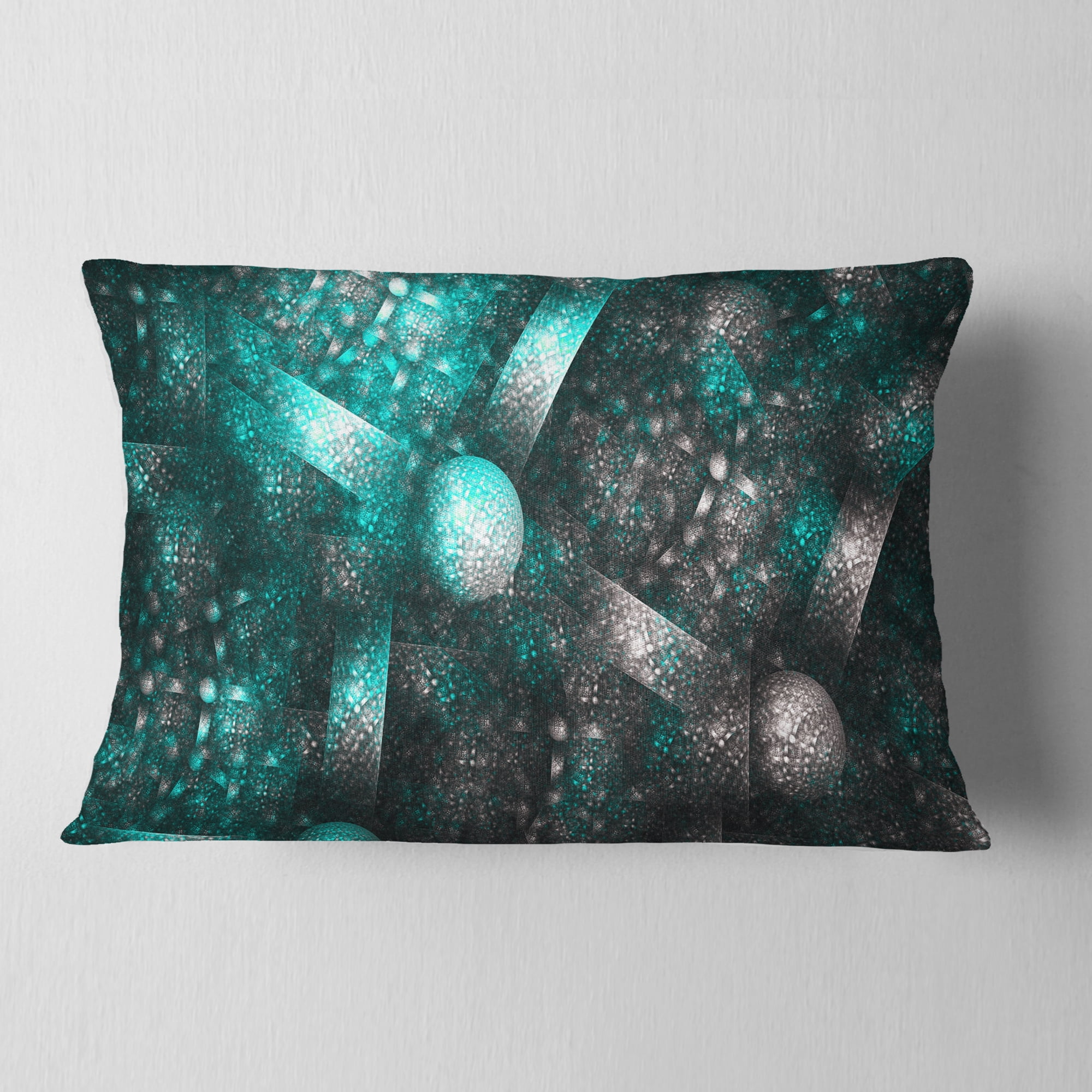 Designart Crystal Cell Blue Steel Texture - Abstract Throw Pillow - 12x20