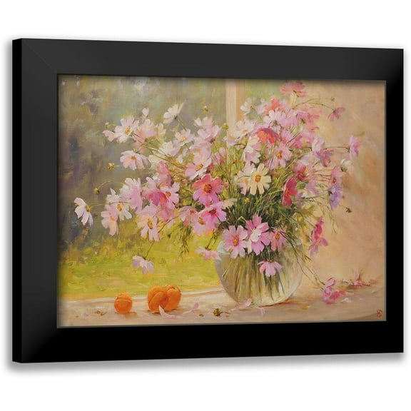 Smirnov, Igor 14x12 Black Modern Framed Museum Art Print Titled - Pink Flowers with Apricots