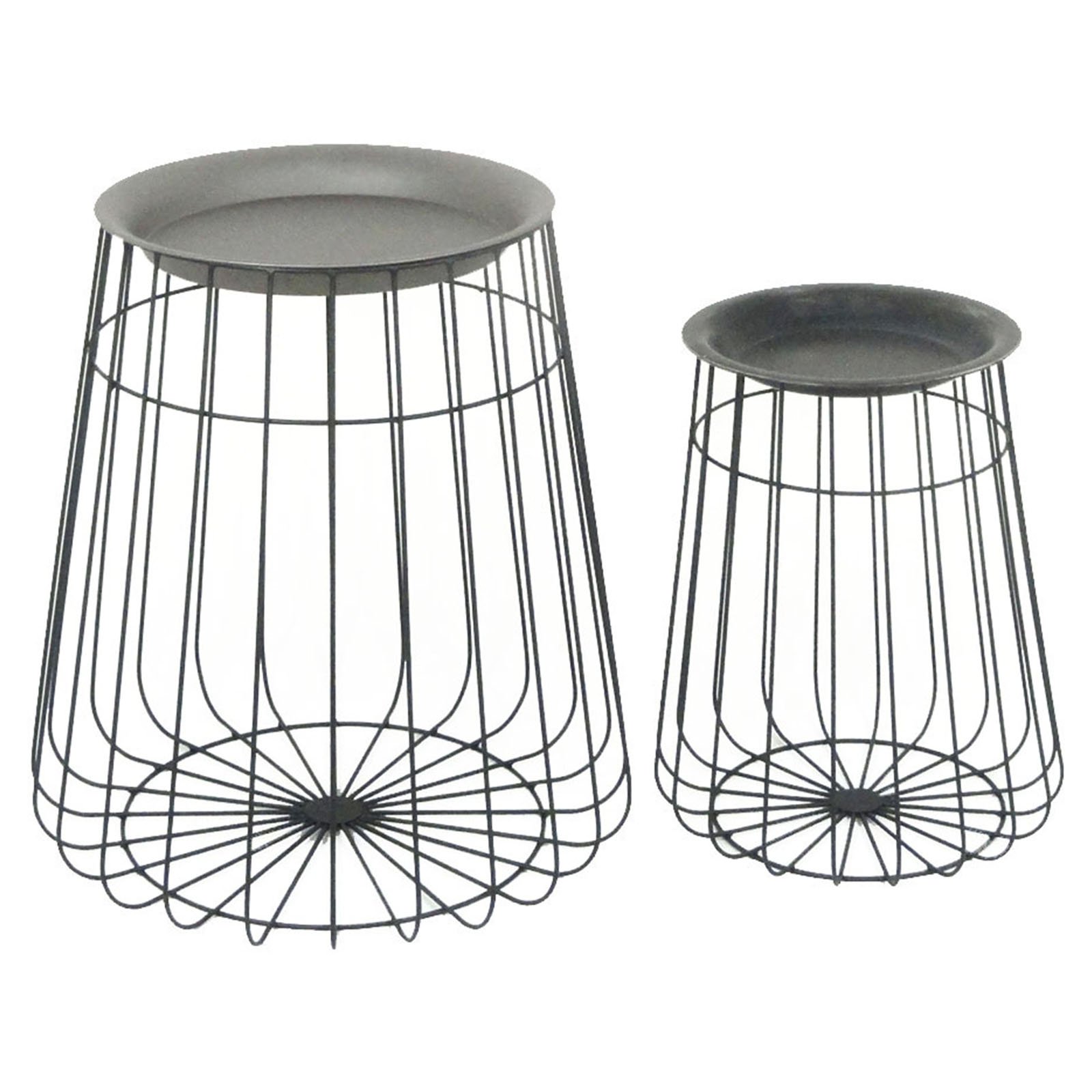 Sagebrook Home Metal Barrel Accent Tables Set of 2