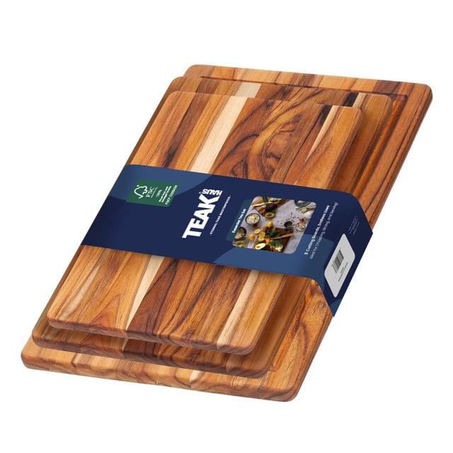 Tabla de cortar Teakhaus Essential Trio, juego de 3 unidades, con certificación FSC