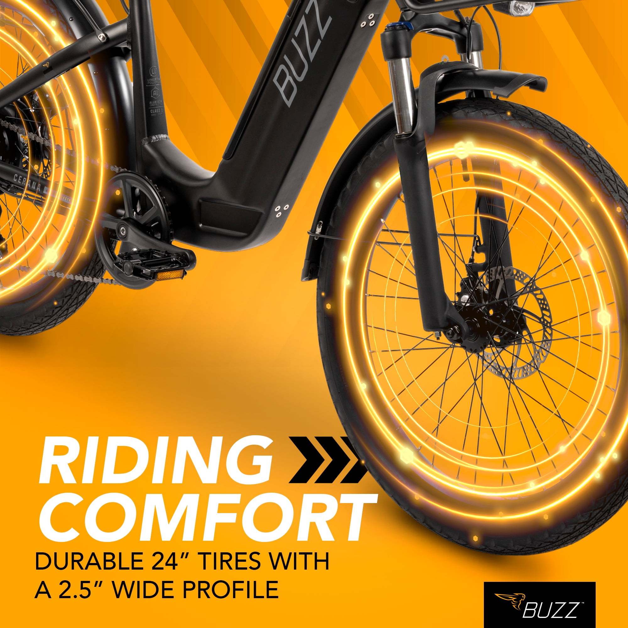 Buzz 24" Cerana 2 48V Electric Bike, Fits Riders 60"+, Matte Black, Adult, Unisex