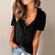 thumbnail image 5 of Camisa de mujer Blusa de gasa informal Camisa con botones de manga corta para niña, Negro, XXL kenally  AP001376-10, 5 of 7