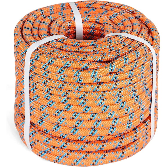 netuera 1/2 Inch 150 Feet Braided Rope 32 Strands High Strength Polyester Braided Rope for Swing Camping Tree Working Orange Blue Black