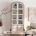 thumbnail image 1 of Estantería francesa de hierro forjado retro arqueada con puerta de vidrio vitrina blanca para sala de estar gabinete de vino de almacenamiento de hierro, 1 of 4