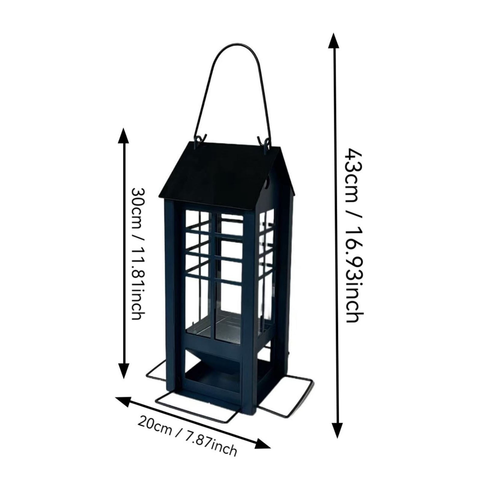 Iron Art Bird Feeder, Hanging Tray, Rust-Proof Mesh, Powder-Coated, 12.59x7.87x7.87in, for Garden/Courtyard Decor