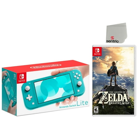 Nintendo Switch Lite 32GB Turquoise Edition and Legend of Zelda: Breath of the Wild Bundle - Japan Import with US Plug with Screen Cleaning Cloth