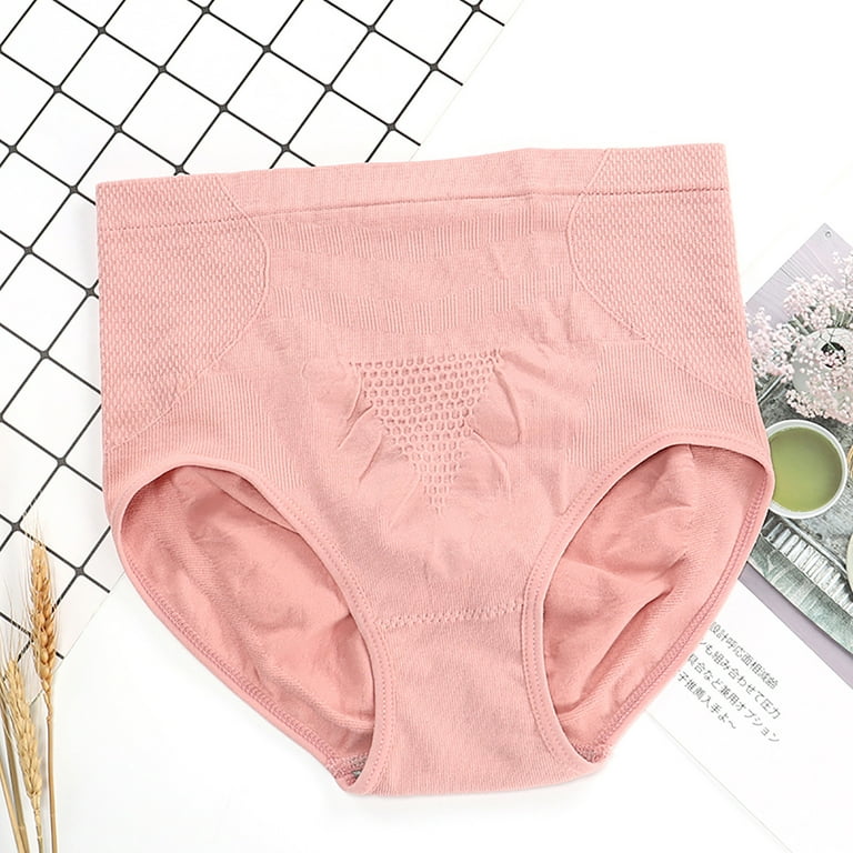 HUPOM Women Cotton Underwear Girls Panties High Waist Activewear Tie  Comfort Waist Pink M 