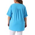 thumbnail image 3 of Agnes Orinda Women's Plus Size Blouses Casual Chiffon Pleated V Neck Work Shirts Tunic Tops 1X Blue, 3 of 6