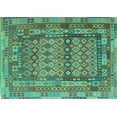 thumbnail image 1 of Ahgly Company Machine Washable Indoor Rectangle Southwestern Turquoise Blue Country Area Rugs, 2' x 3', 1 of 4