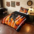thumbnail image 2 of Manfei Hockey Player Twin Comforter Sets, Sport Patriotic USA Flag Bedding Set, Orange Black, Black Reversible 2pcs, 1 Comforter and 1 Pillowcase, 2 of 6