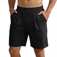 thumbnail image 3 of Havenx Linen Cotton Shorts for Men Drawstring Elastic Waist Short with Pockets Solid Color Pants Stretch Casual Summer Beach Vacation Yoga Golf Dress,Black M, 3 of 6