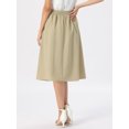 thumbnail image 3 of DARING DIVA Women's Vintage A-Line Silhouette High Waist  Business Midi Skirts S Khaki, 3 of 6