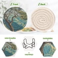 thumbnail image 4 of Yayeee 6 PCS Drink Coasters with Holder Set Woven Absorbent Round Tabletop Hot Pad, Yellow Tree, 4 of 7
