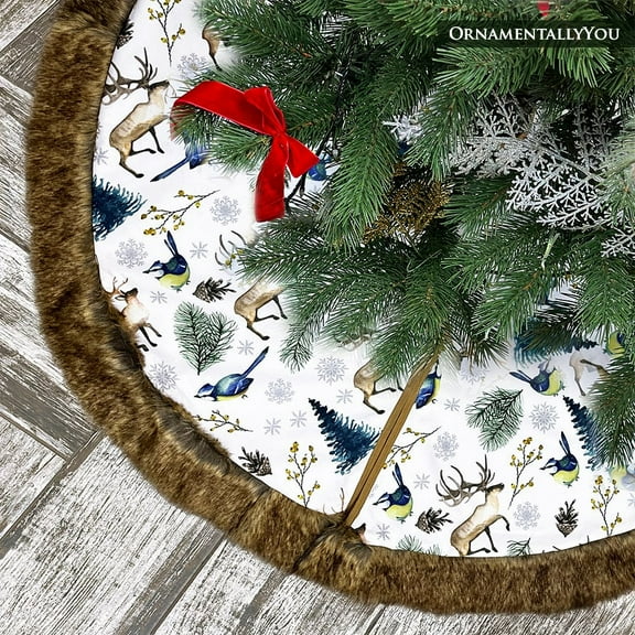 Rustic Nature Pattern Elegant Vintage Christmas Tree Skirt