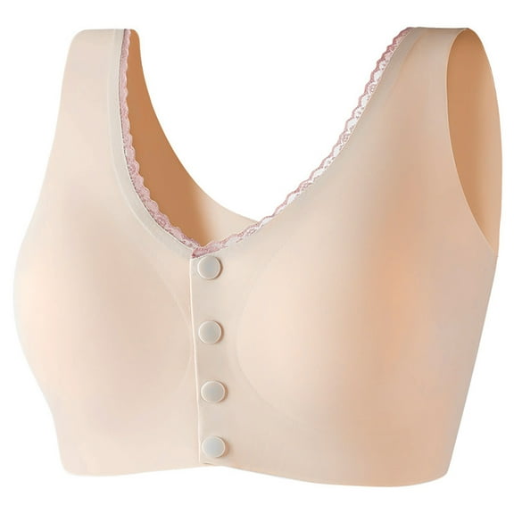 ylioge M-5XL Plus Size Sports Bras for Women Front Closure Lightweight Push Up Bralettes No Underwire Solid Seamless-Underwear Bra