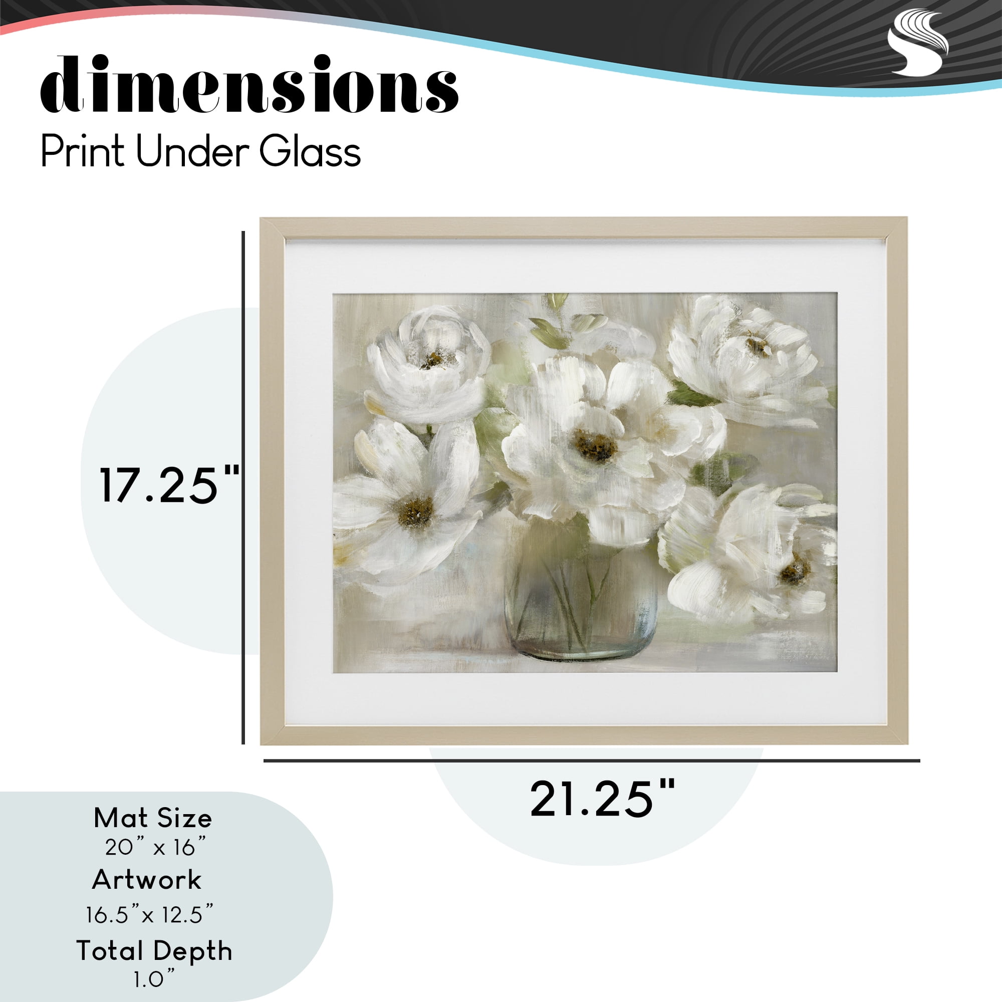 Stupell Industries Gentle White Petals in Vase Birch Framed Print Under Glass, design by Nan