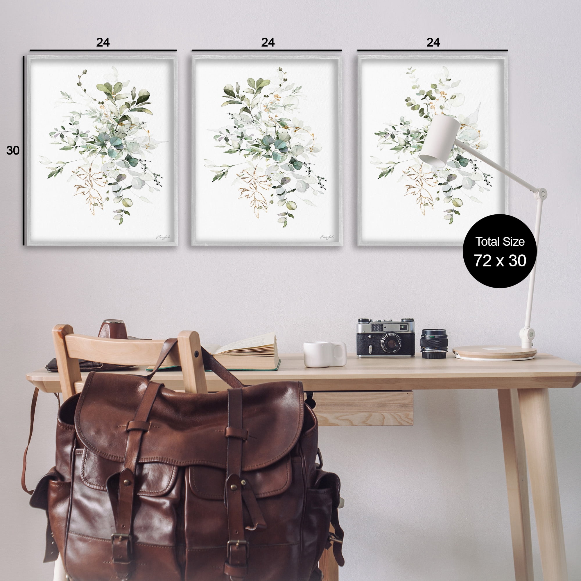 Stupell Industries Herbal Botanicals Pattern Botanical & Floral Painting Gray Framed Art Print Wall Art, 24 x 30, Set of 3